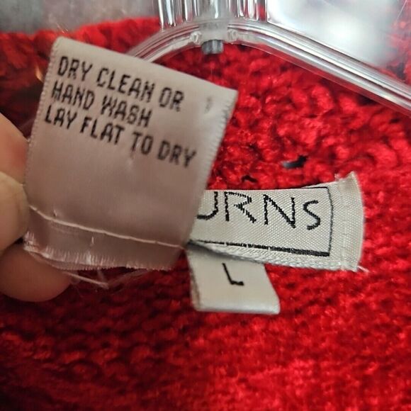 Lucia Burns Vintage Women's Sz Lg Sweater Cardigan Chenille Rayon blend Hong Kon - Picture 7 of 10